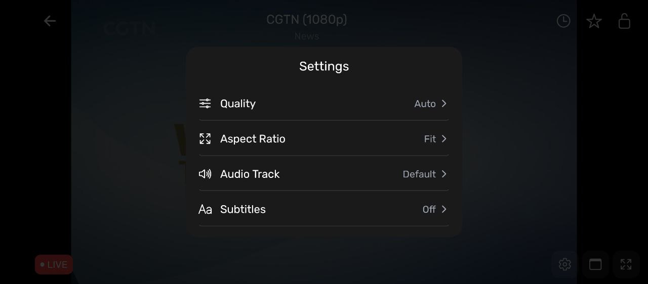 Player settings overlay